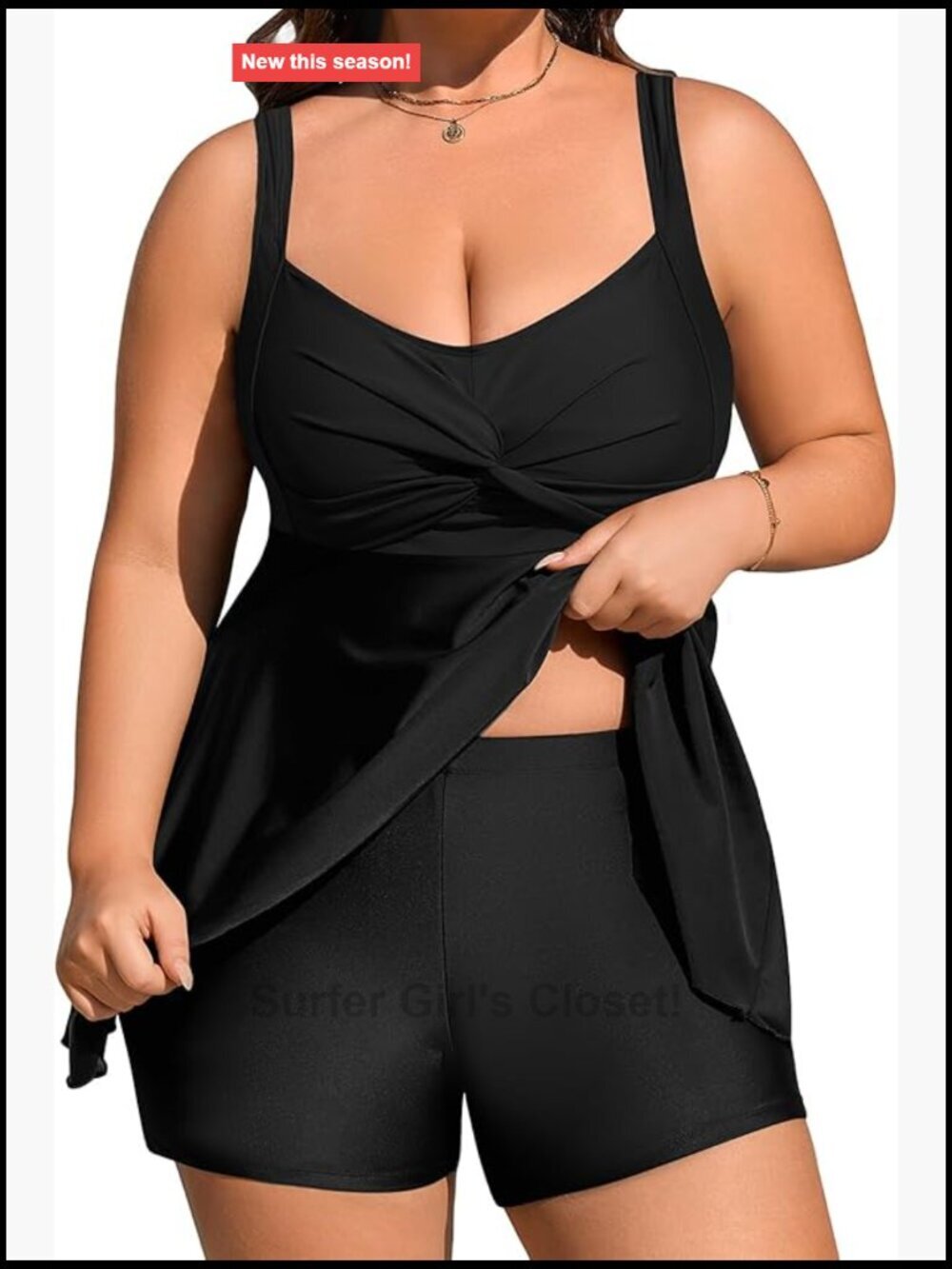 Plus Size Two Piece Tankini Swimsuit with Tummy Control Boy Shorts